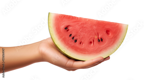 Juicy Watermelon Slice Held in a Hand Fresh Summer Fruit Dessert Food