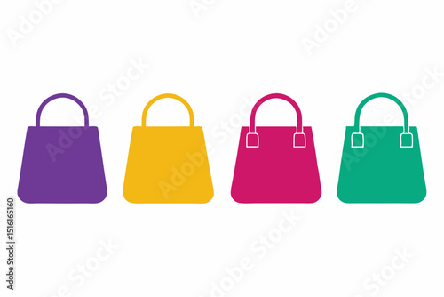 set of Hand bag icon vector silhouette illustration isolated on white background