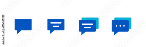 Comment icon set. Flat color style.