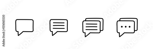 Comment icon set. Hand drawn style.