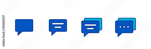 Comment icon set. Lineal color style.