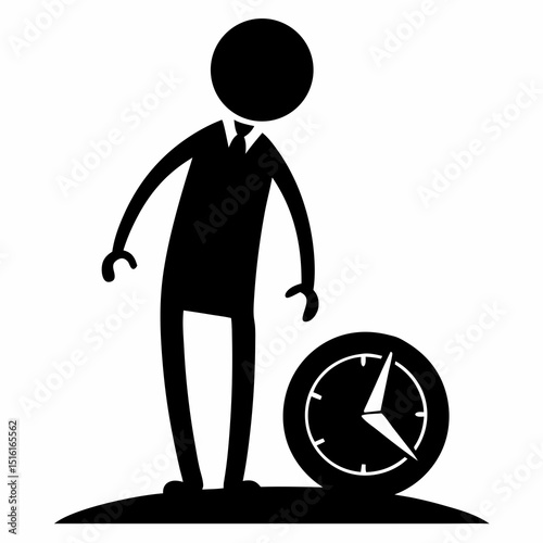 Person with Clock Icon Vector Illustration for Time Management, Punctuality, and Scheduling