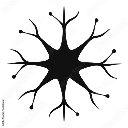 Neuron or Brain Cell with Dendrites Vector Illustration for Brain Function and Neuroscience