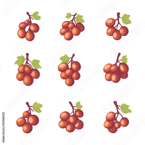 My Simple flat 2D icon, raisins set isolated on a transparent background, vector, flat design, animation design, simple flat 2D icon, minimalist design, clipart. eps