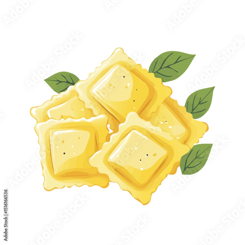 My Simple flat 2D icon, ravioli pieces isolated on a transparent background, vector, flat design, animation design, simple flat 2D icon, minimalist design, clipart. eps