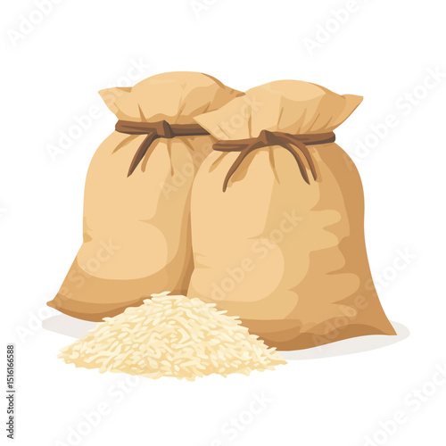 My Simple flat 2D icon, rice sacks group isolated on a transparent background, vector, flat design, animation design, simple flat 2D icon, minimalist design, clipart. eps
