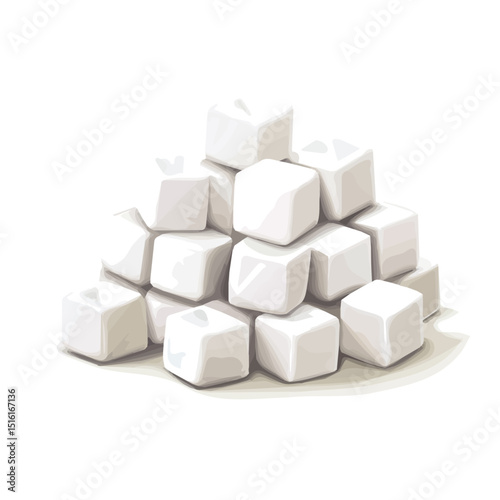 My Simple flat 2D icon, sugar cubes bunch isolated on a transparent background, vector, flat design, animation design, simple flat 2D icon, minimalist design, clipart. eps