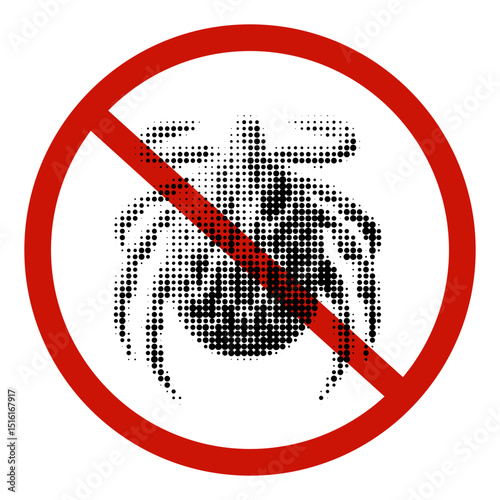Vector stop sign with tick symbolizing health risk, bite warning and public awareness of insect borne diseases.