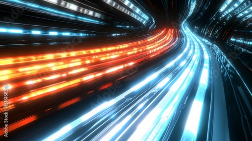 Abstract glowing lines forming a tunnel.