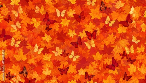 Autumn Leaves  Butterflies Pattern.