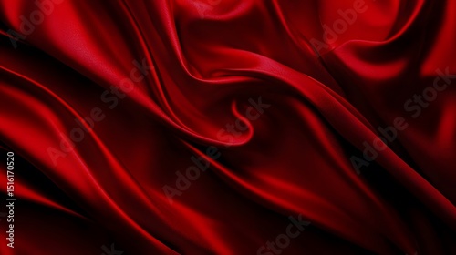 Luxurious Red Silk Fabric Drape Texture Background