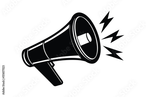 Megaphone with Lightning for Social Media Promotion and Marketing Vector Design