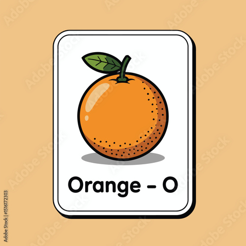 Cartoon illustration of an orange fruit with the letter o promoting healthy eating and nutritional knowledge perfect for educational resources