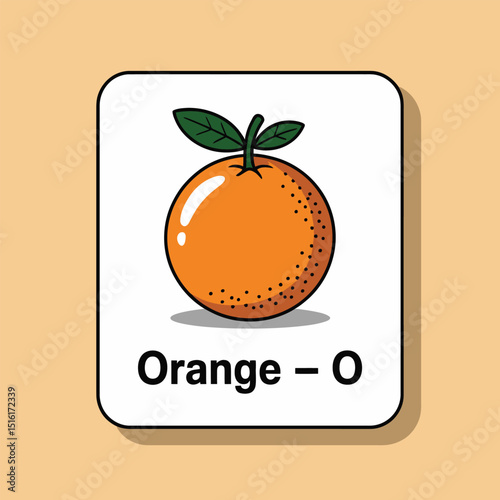 Illustrated cartoon orange fruit and letter o educational concept for alphabet learning and early childhood education