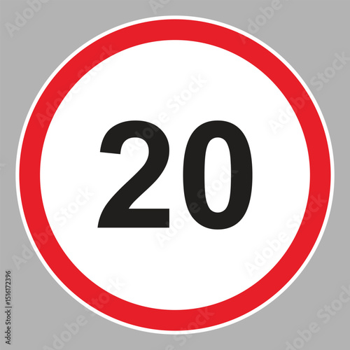 Speed Limit Sign Set. Set of generic speed limit signs with black number and red circle.