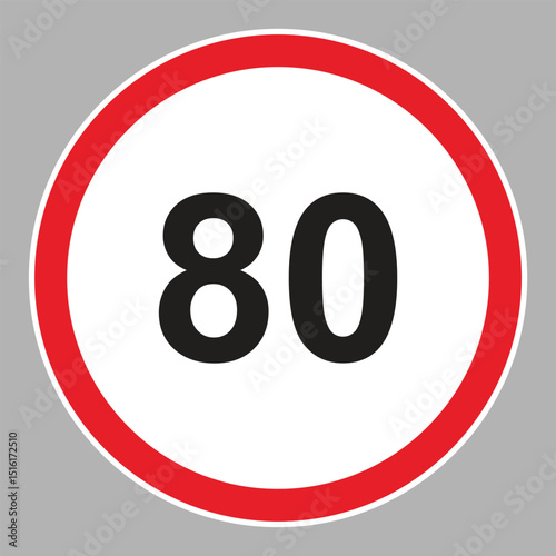 Speed Limit Sign Set. Set of generic speed limit signs with black number and red circle.
