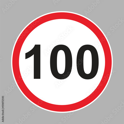 Speed Limit Sign Set. Set of generic speed limit signs with black number and red circle.
