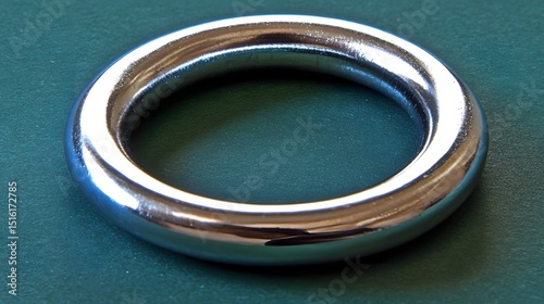 Shiny Metal Ring Loop Circle on Green Background
