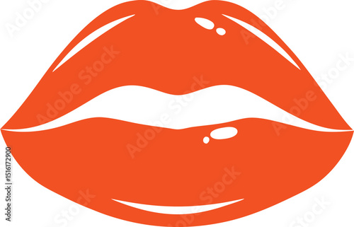 Woman's lip gesture icon. Girl mouth close up expressing different emotions illustration sign collection. Kiss symbol.