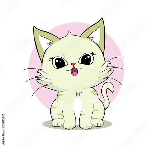 anime cartoon characters cute cats in spring pictures, happy cute, art, animals, kittens, pets, graphics, cats
