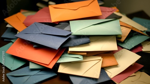 Pile of Colorful Envelopes Mail Correspondence Letters Postcards