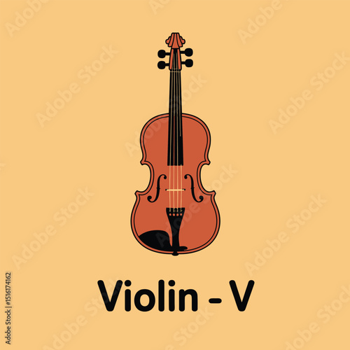 Stylized violin illustration on a warm beige background perfect for musical themes education and design projects