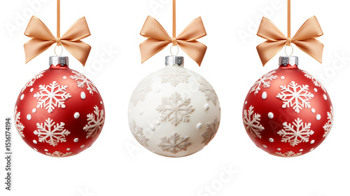 Elegant Christmas Ornaments on Transparent Background