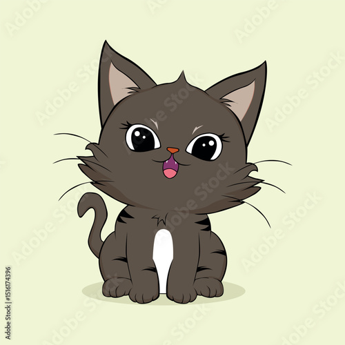 anime cartoon characters cute cats in spring pictures, happy cute, art, animals, kittens, pets, graphics, cats
