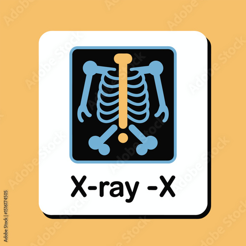 Illustrated icon depicting an x-ray of a human skeleton medical symbol for healthcare diagnostics and radiological examinations showing bones anatomy