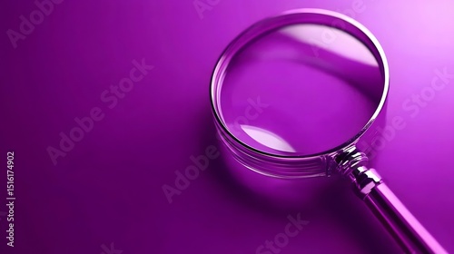 Purple Magnifying Glass on Violet Background Closeup Detail