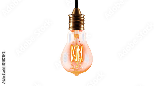 Vintage Edison Bulb Hanging on Transparent Background
