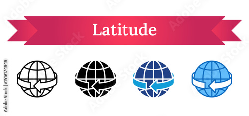 Globe with arrows indicating horizontal lines, representing Earth's latitude system