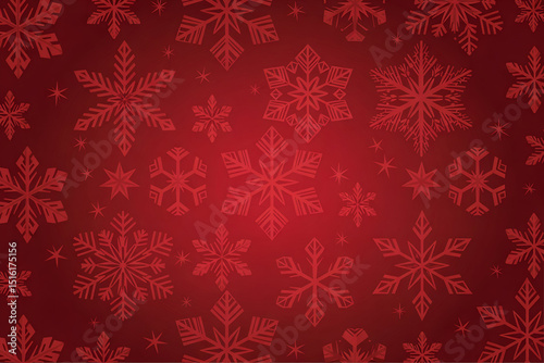 Seamless red snowflake pattern on deep red gradient background