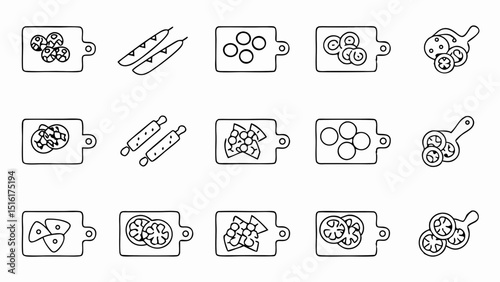 doodle food icons set