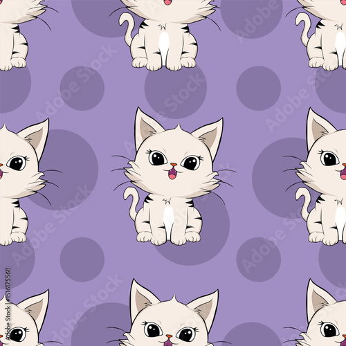 Seamless Pattern with cute cartoon kitty