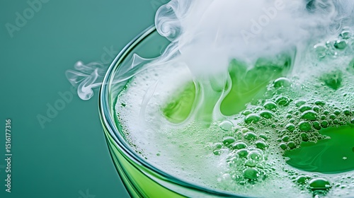 Green Liquid Bubbles Steam Abstract Background