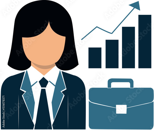 female ceo vector image. can be used as an icon or clipart for business analytics, strategical growth, women in business, career oriented women or job promotions