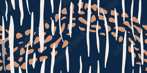 Abstract composition with organic shapes and flowing lines seamless pattern