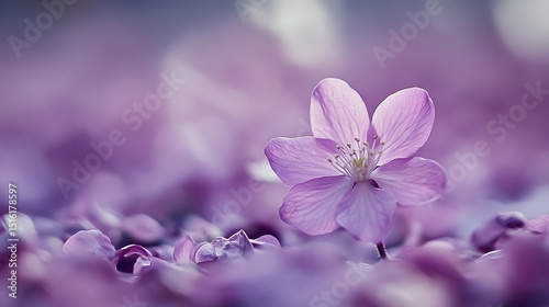 Soft Purple Flower Bloom in Spring Meadow