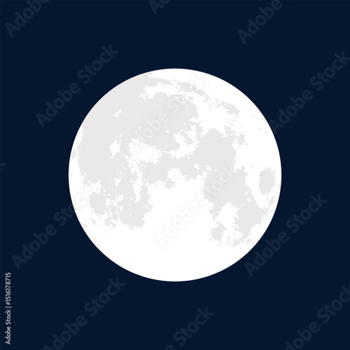 White moon in the bright blue night sky