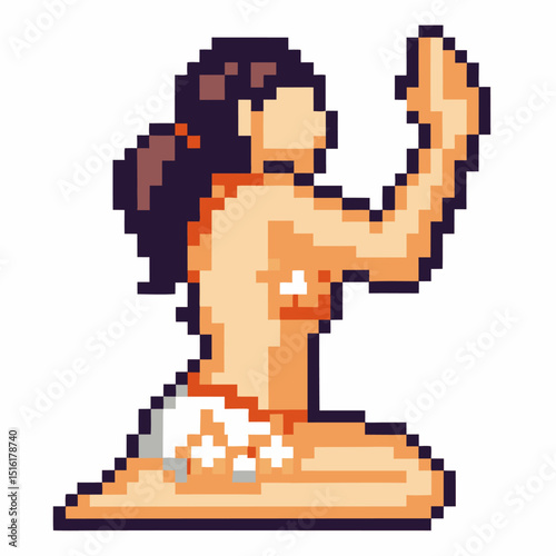 Pixel art meditation pose serene mindfulness visual in retro gaming