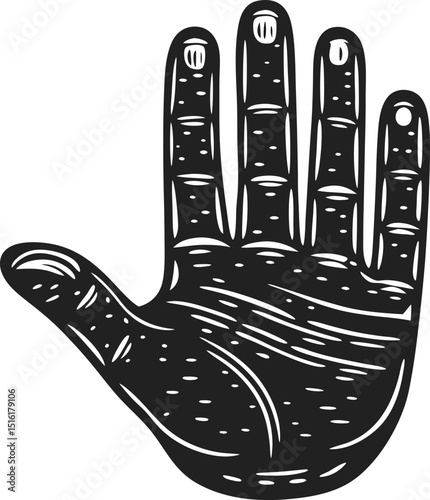 Illustrated palm, detailed hand engraving vintage etching, art and design concept