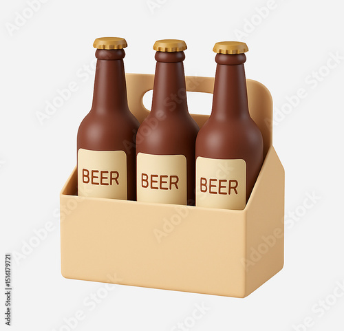 Fotografia Beer Bottle Six-Pack Illustration