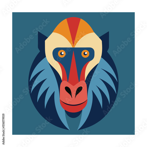 Mandrill Head with Exaggerated Colors