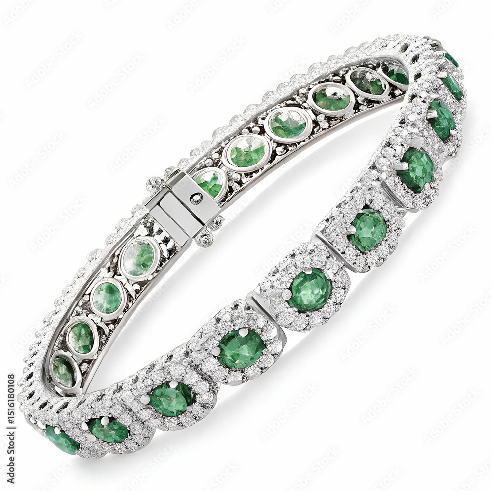 Obraz premium A luxurious bracelet featuring radiant orange diamonds, elegantly set in gold, offering a bold, vibrant statement of sophistication and style.