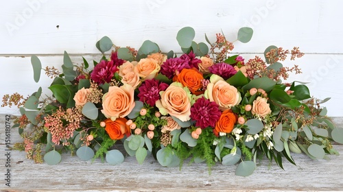 Elegant Autumn Floral Arrangement Roses Dahlias Wedding Centerpiece