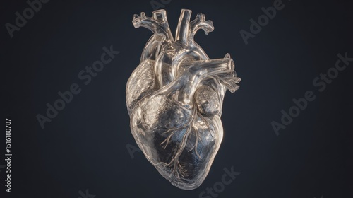 Abstract depiction of a heart featuring its anatomy and cardiovascular details