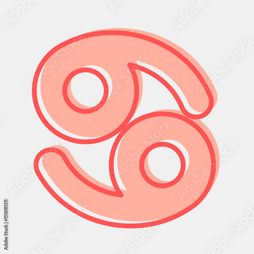 Icon cancer. Zodiac horoscope elements. Icon in two tone style.
