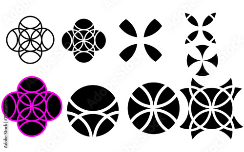 vector set of abstract floral elements