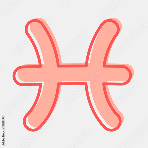 Icon pisces. Zodiac horoscope elements. Icon in two tone style.